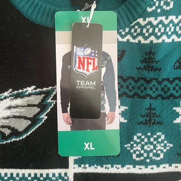 FOCO Philadelphia Eagles Men's Teal and Black Crewneck Sweater - Picture 3 of 3